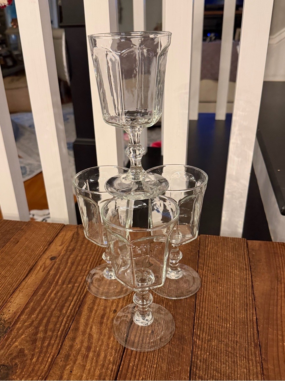 Vintage Anchor Hocking Courtney Clear 8 oz Pedestal Wine Glasses - Set of 4